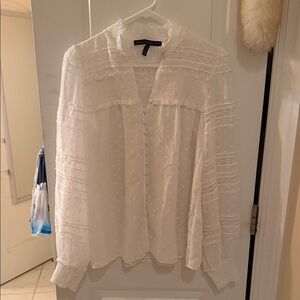 White House Black Market Sheer White Blouse